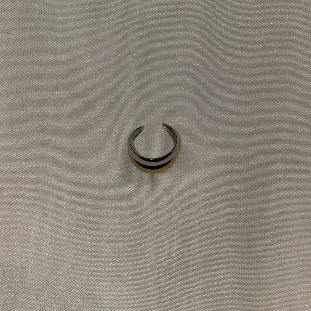 Delicate Two-Tone Gold & Silver Open Ring | 18K Gold-Plated - Picture 5 of 10